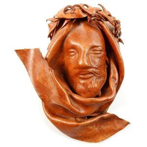 Leather Jesus Face Art Ecce Homo Crucified Christ